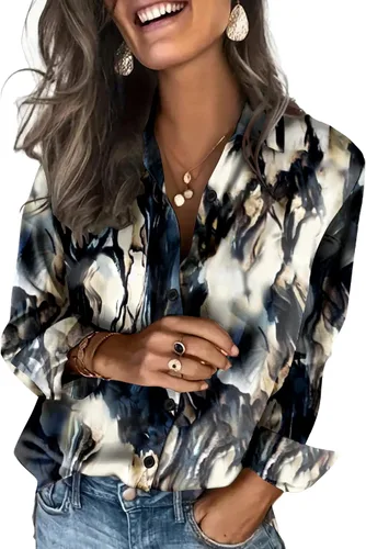 Vista 17 de Zeagoo Blusas de satén para mujer, camisas de seda con botones de manga larga, blusas casuales de negocios