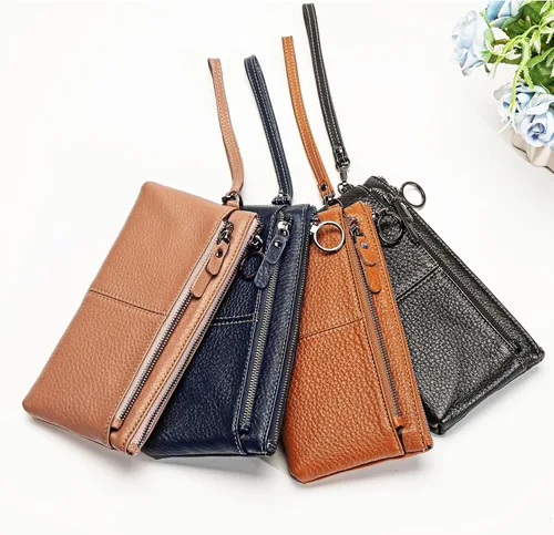 Vista 6 de cartera para mujer, Negro-3, Bolso grande para mujer, correa de muñeca para teléfono celular