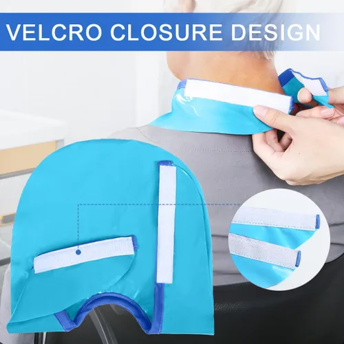 Vista 5 de Cubierta impermeable de traqueotomía para ducha, protector de estoma para cuello, protector de comodidad ajustable (azul, 1 unidad)