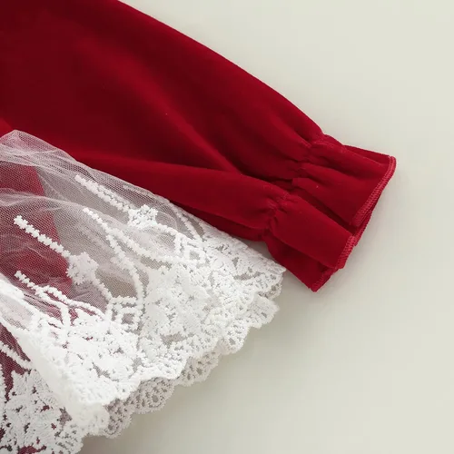 Vista 20 de Mameluco de Navidad para niñas recién nacidas, falda de malla de terciopelo rojo, traje de primera Navidad, regalo de Navidad