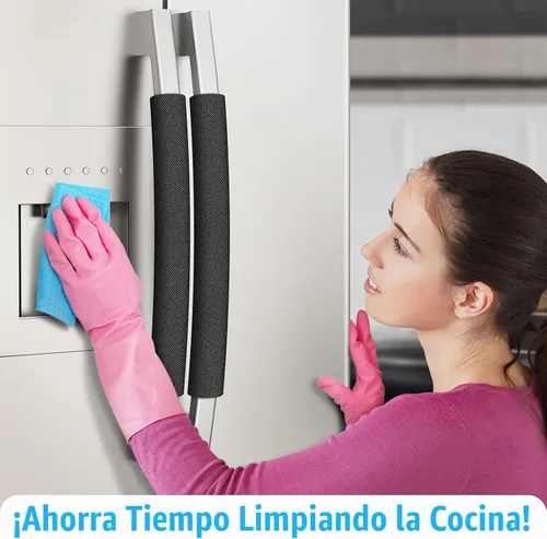 Vista 4 de Juego de 6 fundas para manijas de puerta de refrigerador, recortables, lavables, fundas para manijas de electrodomésticos, protector de manija