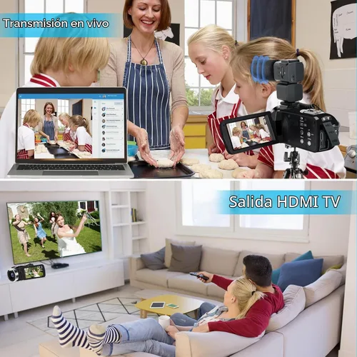 Vista 5 de Cámara de video 4K videocámara 48MP 30FPS IR visión nocturna WiFi grabadora de cámara, zoom digital 18X, pantalla táctil de 3 pulgadas, cámara