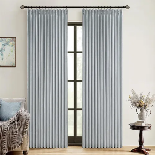 Vista 20 de MIULEE - Cortinas de lino beige con pliegues a presión 100% opacas para dormitorio, cortinas de ventana con memoria y bloqueo de luz para oscurecer