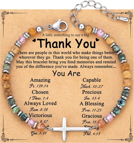 Vista 26 de TONY & SANDY Pulsera de cruz cristiana para mujer, regalo de San Valentín para ella, regalo de confirmación de bautismo, Pascua, regalo único
