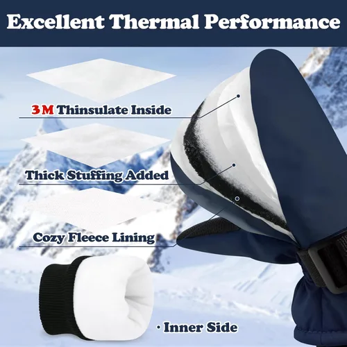 Vista 3 de Sarfel Guantes impermeables para niños pequeños, guantes de esquí, guantes de nieve, guantes para bebé, Thinsulate 1-7 años