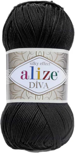 Vista 48 de Alize Diva Silk Effect 100% hilo acrílico de microfibra, 1 madejas de bola de 3.53 oz 383yds color (1 - crema)