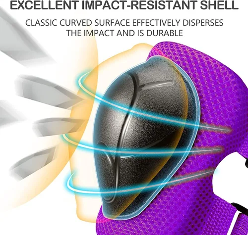 Vista 28 de Casco ajustable para niños con rodilleras, coderas y muñequeras - Cascos de bicicleta para niños pequeños de 3-5, 5-8, 8-14 años - Perfecto