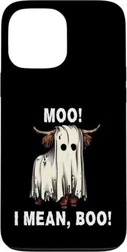 Vista 23 de iPhone 16 Funny Ghost Highland Cow Halloween Moo I Mean Boo Men Women Case