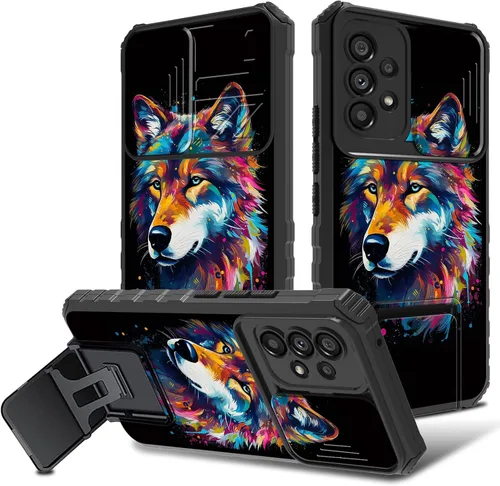 Vista 15 de Funda para Samsung Galaxy A53 5G con cubierta de cámara y soporte de soporte, resistente a prueba de golpes, TPU funda protectora para Samsung