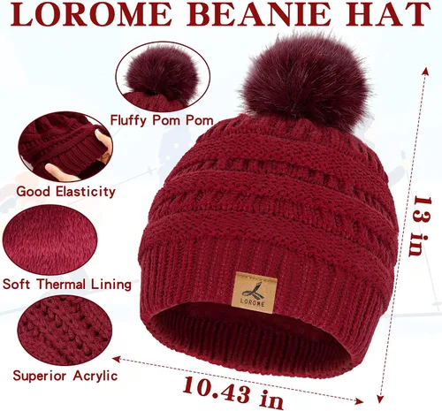 Vista 3 de Winter Beanie Hat Scarf Gloves Set, Soft Fleece Knit Hat Warm Touchscreen Gloves Neck Warmer Thick Scarves Gifts for Women