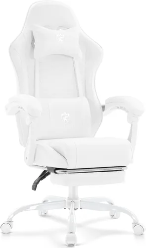 Vista 16 de Silla Gaming, Silla de Oficina para Computadora con Reposapiés, Soporte Lumbar de Masaje y Almohadilla de Gel, Silla Ergonómica Reclinable Ajustable