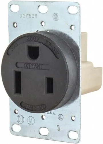Vista 3 de Bryant Electric 9450FR 50 Amp 125/250V NEMA 14-50R Receptáculo de Cuchilla Recta Empotrado, Negro