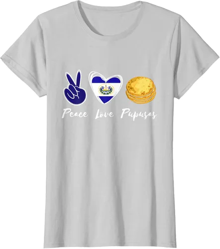 Vista 23 de Pupusas Lover Love Peace El Salvadaor Camiseta Comida Salvadoreña