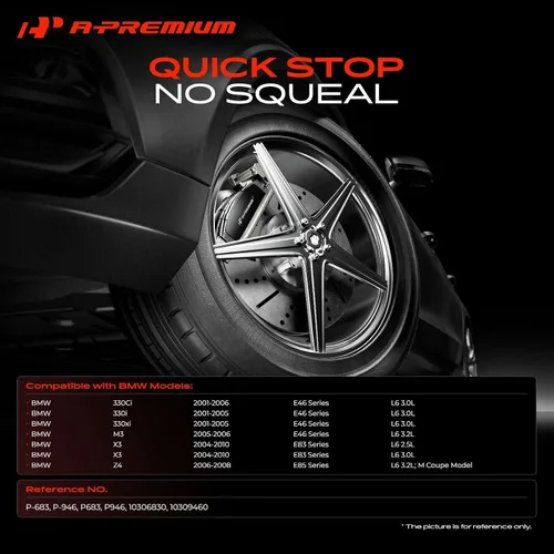 Vista 2 de A-Premium Juego de pastillas de freno de cerámica delanteras y traseras compatibles con BMW 330Ci 2001-2006 3.0L, 330i/330xi 2001-2005 3.0L, X3