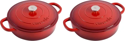 Vista 17 de Crock Pot Artisan - Cacerola de hierro fundido esmaltado con tapa, 5 cuartos de galón, azul aguamarina