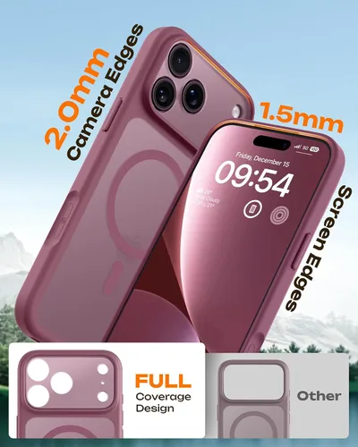 Vista 142 de TOCOL Funda magnética 3 en 1 para iPhone 15 Pro, mejorada [protección completa de cámara] con 2 protectores de pantalla, compatible con MagSafe Gris