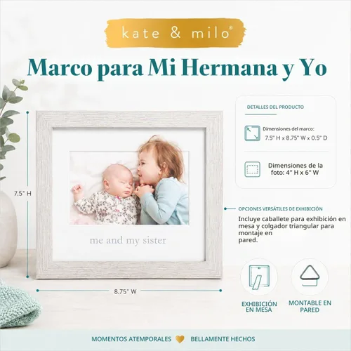 Vista 5 de Kate & Milo Rustic Me & My Sister - Marco para hermanos, regalo ideal para hermana pequeña o mayor, decoración de cuarto de bebé neutral para género