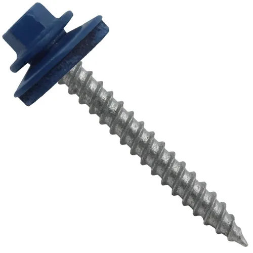 Vista 64 de 12 tornillos para techos de metal gris ABC de 1-1/2 pulgadas, cabezal de arandela hexagonal, arranque automático/roscado, arandela EPDM. 1 bolsa
