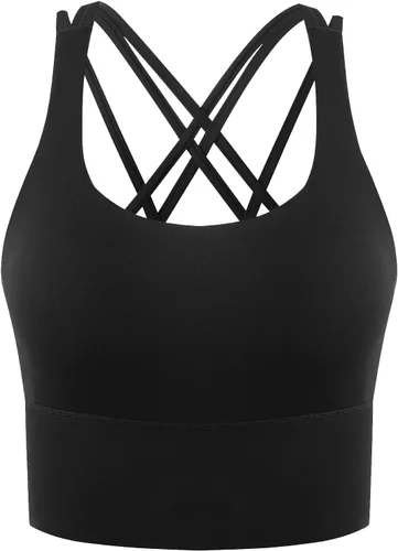 Vista 4 de AGONVIN Sujetador deportivo de yoga con tirantes delgados para mujer, con relleno, sin varillas, camiseta sin mangas
