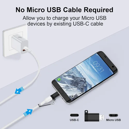 Vista 4 de Adaptador USB C a Micro USB, paquete de 4 adaptadores tipo C hembra a micro Negro