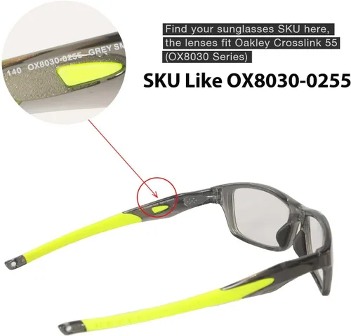 Vista 4 de Walleva Lentes de repuesto para gafas de sol Oakley Crosslink 55 (OX8030 Series), múltiples opciones disponibles, Transition/Photochromic - Polarized