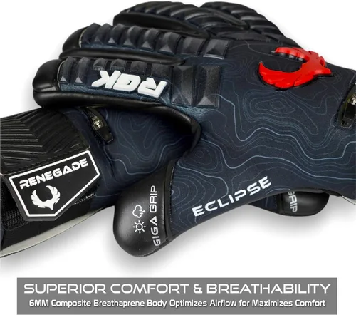 Vista 3 de Guantes profesionales de portero de fútbol Renegade GK Eclipse (tallas 6-12, nivel 5) Fingersaves y agarre EXT de 4 + 0.118 mm con sede en EE. UU