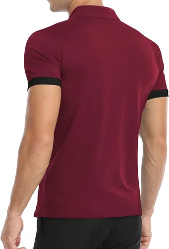 Vista 5 de YTD Camisa polo clásica para hombre, manga corta, ligera, ajustada, casual