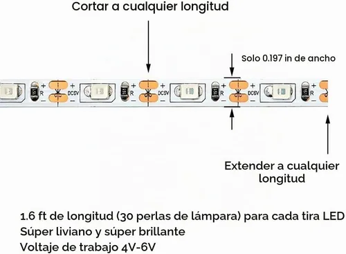 Vista 5 de Tira de luces LED para aviones de ala fija ala con control remoto, drones, autos y camiones de control remoto. Azul