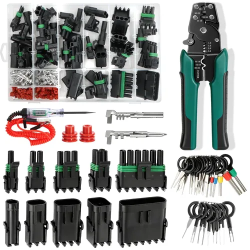 Vista 10 de Juego de conectores DT Deustch de 236 piezas, 12 kits con crimpador de cables, 2, 3, 4, 6, 8, 12 pines, conectores eléctricos automotrices