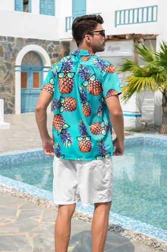 Vista 3 de Goodstoworld Camisas hawaianas con botones novedosas para hombre