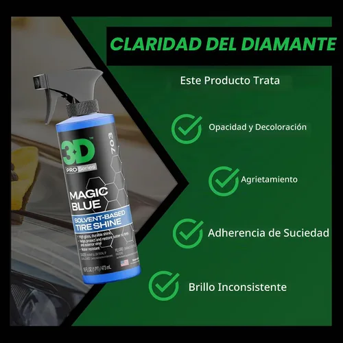 Vista 8 de 3D Magic Blue - Spray de brillo para neumáticos, resistente al agua, de alto brillo, protección de larga duración, fórmula sin eslingas, sin correr