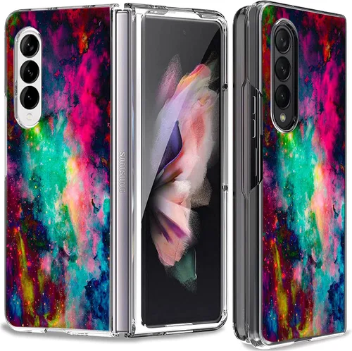 Vista 13 de Bcov Funda para Galaxy Z Fold 3 5G, atrapasueños, espacio de flores, antiarañazos, sólida, funda protectora a prueba de golpes para Samsung Galaxy Z