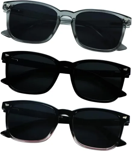 Vista 14 de YEIN 3 Pack Sunglasses for Men and Women, UV Protection Outdoor Glasses Vintage Square Full Frame