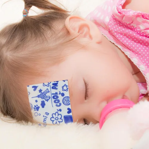 Vista 6 de LotFancy Parche de fiebre para niños, 22 hojas, reductor de fiebre, almohadillas de enfriamiento para bebés, parche fresco de gel para fiebre