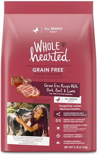 Vista 8 de WholeHearted by Petco - Receta de carne de cerdo y cordero sin granos, comida seca para perros, 40 libras.