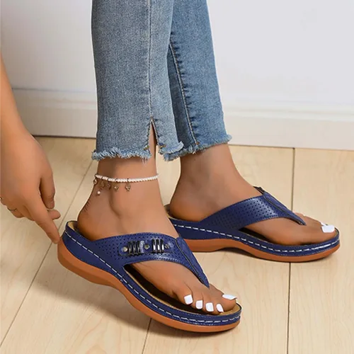 Vista 2 de Sandalias elegantes de verano con punta abierta para mujer, con hebilla al tobillo, con clip, para playa, viajes, caminar