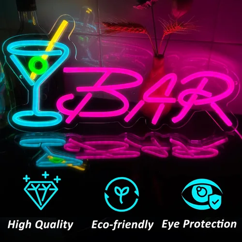 Vista 4 de Letrero de neón de barra de neón para el hogar, bar, luces LED, letreros de cerveza para decoración de pared de fiesta, luz de neón para bar, pub