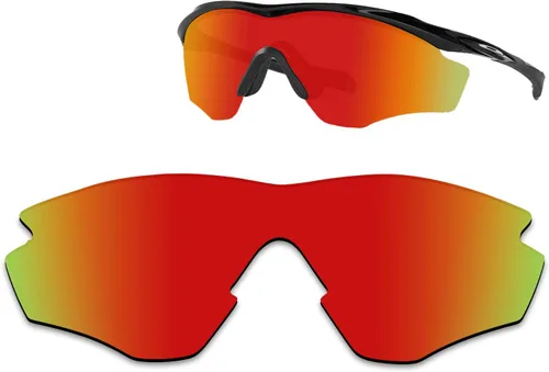 Vista 3 de Kygear Lentes de repuesto polarizadas compatibles con el marco Oakley M2 para hombres y mujeres, Armadura negra y verde menta y rojo fuego