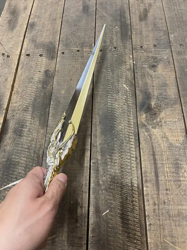 Vista 2 de Generic Espada medieval de daga de fantasía con funda de cuero