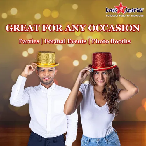 Vista 5 de Dress Up America Top Hats para adultos, sombrero de esmoquin brillante para hombres y mujeres, sombrero de mago de disfraz