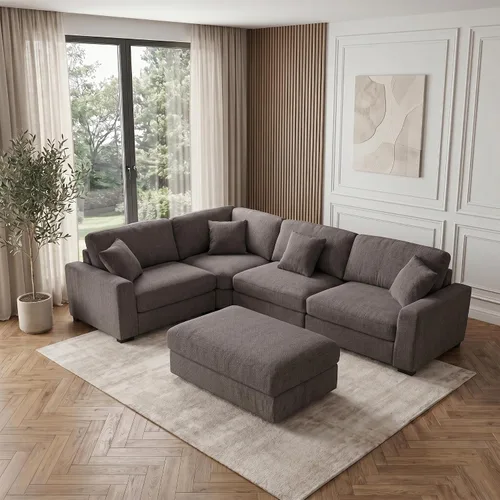 Vista 27 de Sofá modular Cloud de 212 pulgadas con tumbona grande, profundo y cómodo, sofás seccionales en forma de L de gran tamaño para sala de estar, Blanco