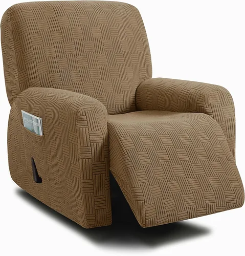 Vista 6 de ULTICOR - Juego de 8 fundas para sofá reclinable de jacquard, fundas elásticas para sofá reclinable para 3 cojines, gruesas, suaves, lavables