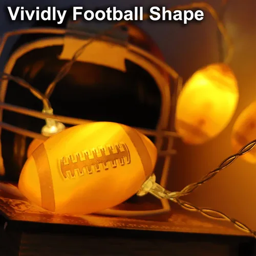Vista 3 de Yayfazy Luces Decorativas de Fútbol Americano en Cadena, 6.5 pies, 10 LED, Decoraciones de Fútbol Americano Iluminadas a Batería para Fiestas