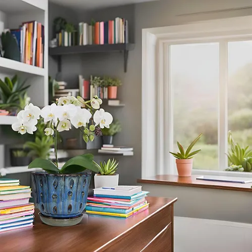 Vista 5 de Macetas de orquídeas azules de 6 pulgadas + macetas de orquídeas de 4.9 pulgadas con agujeros, color blanco y verde, juego de 3