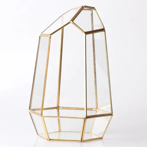 Vista 5 de Terrario geométrico alto de vidrio, para suculentas, Moderno, Transparente Irregular Terrarium Planter - Home Fairy Garden Small Decorative