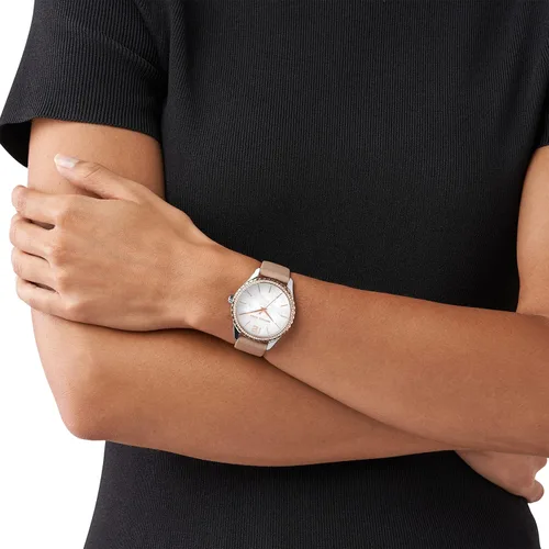 Vista 5 de Michael Kors Reloj cronógrafo de acero inoxidable Layton, Cuero marrón, Reloj de cuarzo