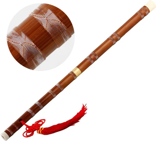 Vista 3 de Instrumento musical chino hecho a mano tradicional flauta de bambú Dizi en clave D 1 unids