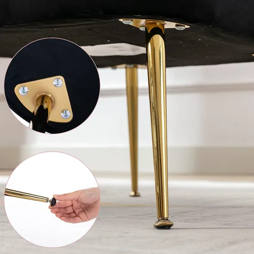 Vista 9 de Juego de 2 sillas decorativas de terciopelo, cómodas sillas de sala de estar, sin brazos, sofá individual lateral de mediados de siglo con patas