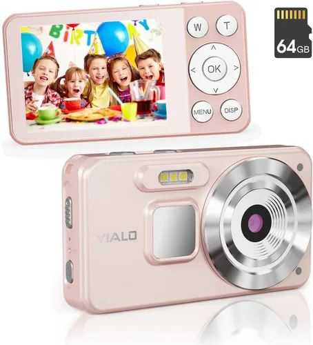 Vista 9 de Cámara digital 4K para adolescentes, cámara digital FHD de 64 MP para niños con tarjeta SD de 64 GB, cámaras de zoom digital 18X para fotografía