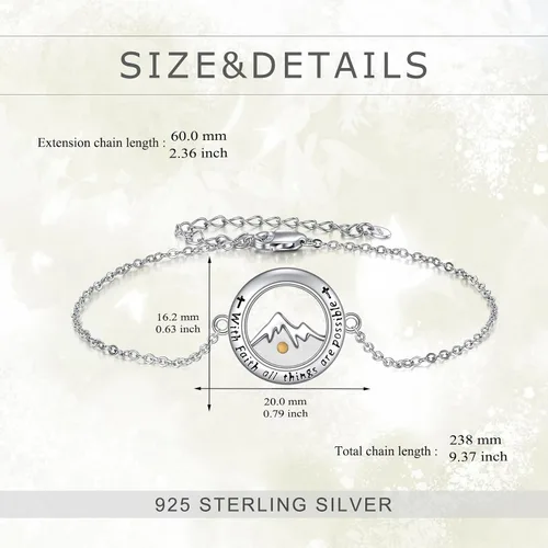 Vista 4 de Pulsera ajustable inspiradora de plata de ley grabada, regalo de graduación para ella, pulseras para mujer, Plata Esterlina, Sin información.